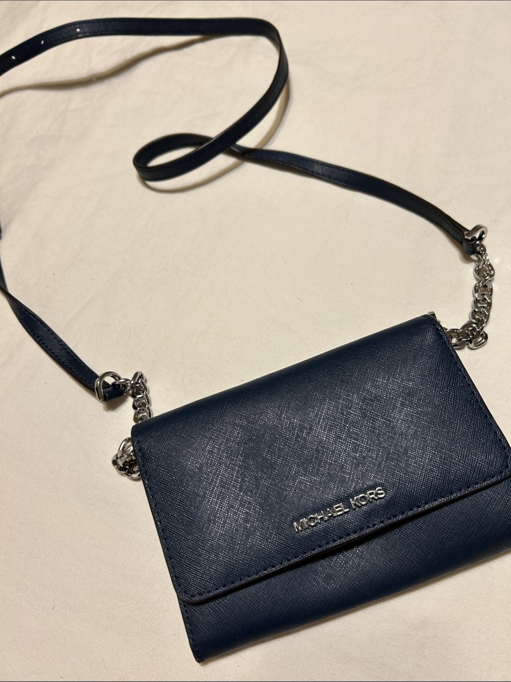 Michael Kors Navy Saffiano Leather Crossbody Wallet